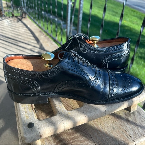 Allen Edmonds Strand Black Leather Cap Toe Brogue 6115 Men's Size 9D - Picture 8 of 12